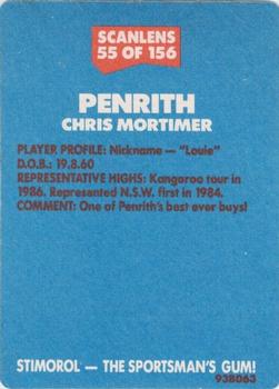1989 Scanlens #55 Chris Mortimer Back